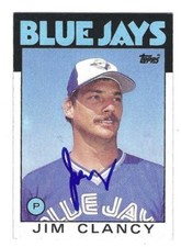 Signed Autographed JIM CLANCY  TORONTO BLUE JAYS 1986 Topps Card #412 w/COA