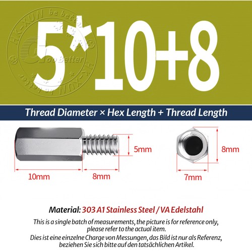M4 M5 Male-Female Stainless Steel Hex Standoff Screw Spacer Pillar Hex Support - Picture 39 of 56