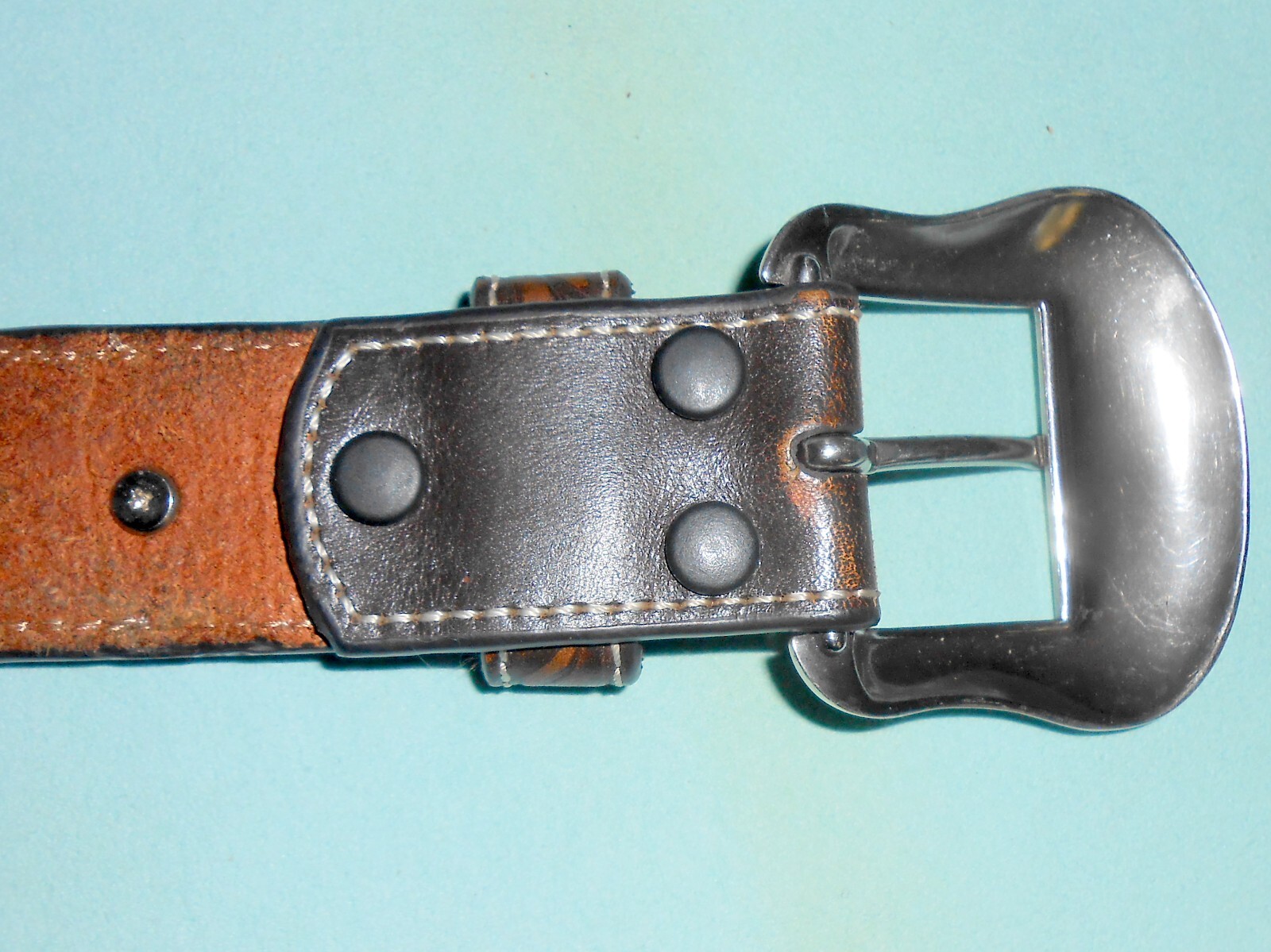 Cavenders 9756402 Mens Brown Tooled & Suede Leather Buckled Belt Size