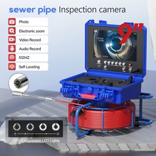 30M Sewer Pipe Inspection Camera 512HZ Self-leveling Meter Counter 9" Video Cam