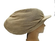 Rasta Hat Cap Dreadlocks Tam Slouchy Beanie Locks Crocheted Hat Tan Stripe L/XL