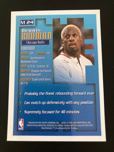 1995-96 Topps Finest Mystery Finest Bordered M 24 Dennis Rodman - Picture 2 of 2