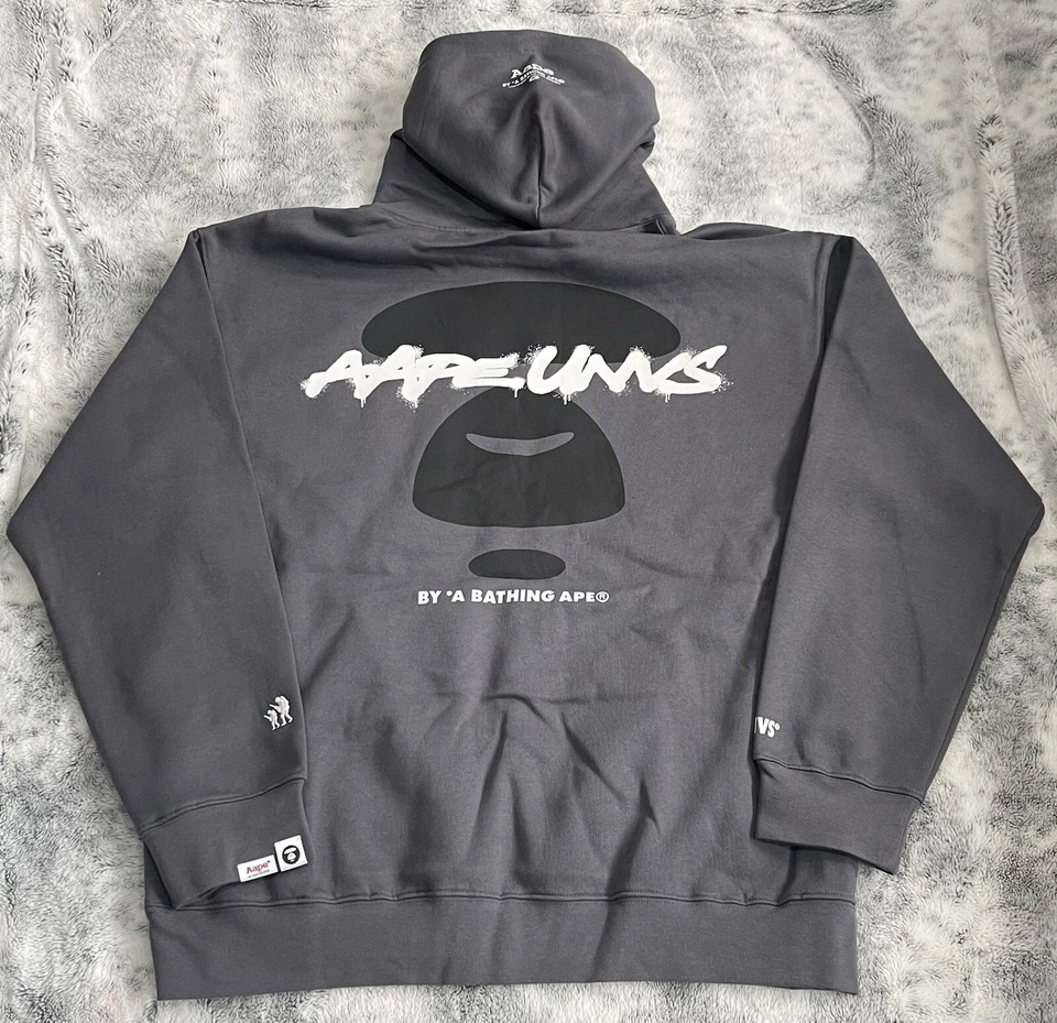 Size XL Aape by *A Bathing Ape Hooded Sweater Gray M3817XXH - Image 3 of 4