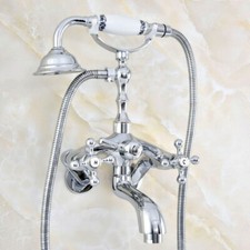 Chrome Bath Bathtub Clawfoot Tub Faucet W/ Hand Shower Adjustable 3 3/8" aqg409