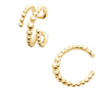 Boucles D'oreilles Unitaire Faux Piercing Bijou Cartilage Boules Plaqué Or 18K