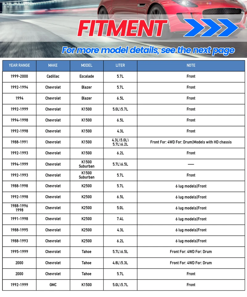 Front Disc Rotors + Brake Calipers & Brake Pads for GMC K1500 K2500 Tahoe Yukon Foto 2 de 4