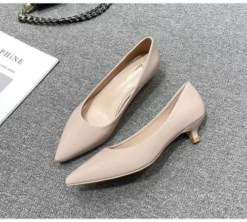 Fashion Womenss Low Kitten Heel Pumps Pointed Toe Slip On Work Office Shoes SZ - Picture 13 of 25
