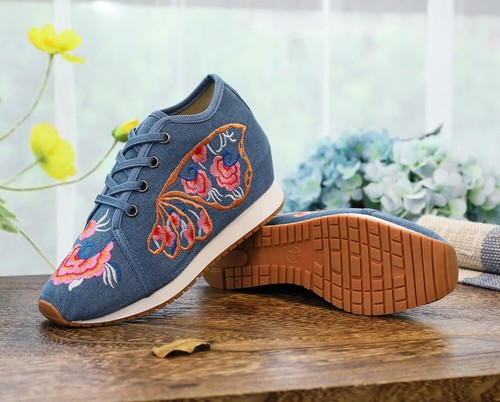 Tenis Mujer Talla 4-9 Zapatos de Lona Algodón Con Cordones Chino Bordado Floral - Imagen 56 de 80