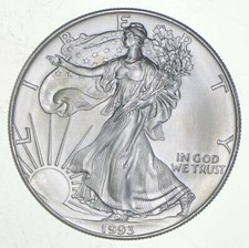 1993 Unc American Silver Eagle 1 Troy Oz .999 Fine Silver 46.95 per troy oz