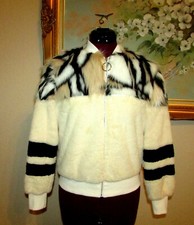 New Shein Sz Xs Off White/multi-color Blanket Soft Zip Ft Faux Fur Bomber Jacket