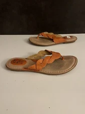 BOC Born Concept Orange Braided Tan Flip Flop Slip On Thong Sandals Sz 9 C52508