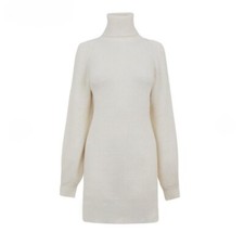 Turtle Neck White Knit Mini Dress UK Size 12-14 