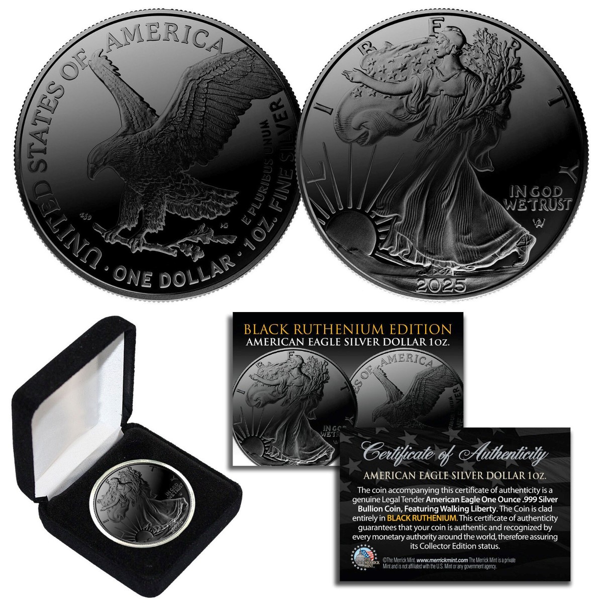 BLACK RUTHENIUM 1 oz .999 Fine Silver 2025 American Eagle US Coin