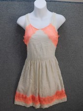 Free People Sz 4 Georgia Dress Alabaster Orange Sleeveless Dress Hippie Boho EUC