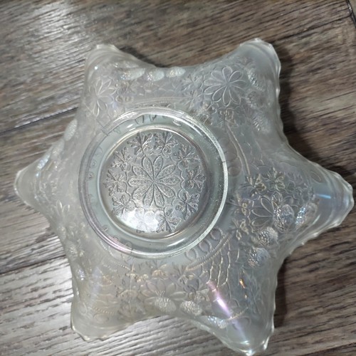 Vintage Fenton carnival Clear glass grapes and maple leaf 9 inch bowl - Picture 8 of 13