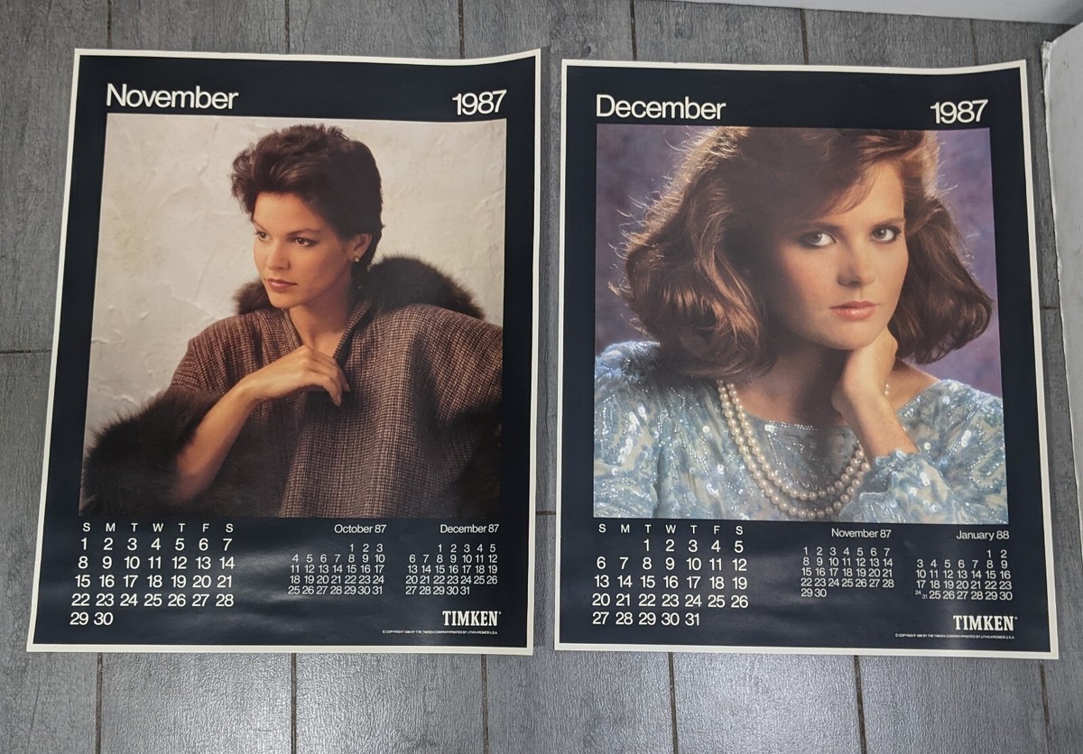 Vintage 1987 TIMKEN Calendar Complete Year - Retro 1980s