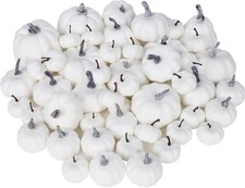 winemana 46 Pcs Assorted Size Artificial Pumpkins Fall Decorations, White Foam