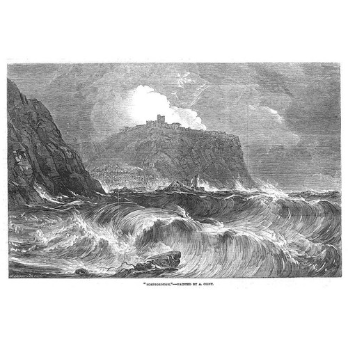 SCARBOROUGH View of the Town - Antique Print 1854