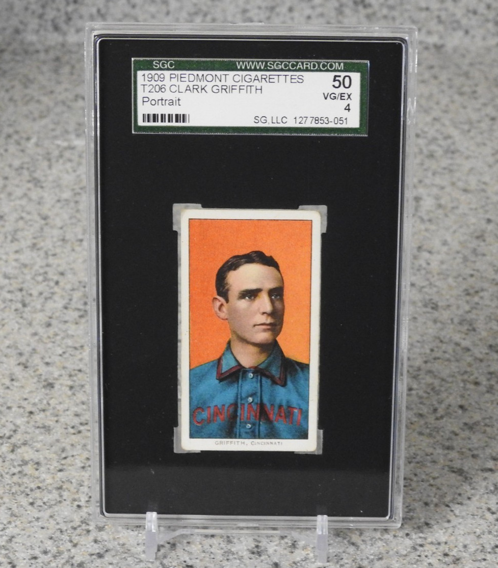 1909 T206 Piedmont CLARK GRIFFITH Reds HOF STRONG SGC 4 (VIVID / CENTERED)
