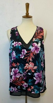 B Collection by Babeau Womens Black Floral Top Size Small -