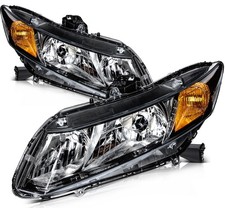 Headlights Assembly 2pcs For 2012-2013 Honda Civic Pair Clear Lens Black Housing Headlights Assembly 2pcs For 2012-2013 Honda Civic Pair Clear Lens Black Housing
