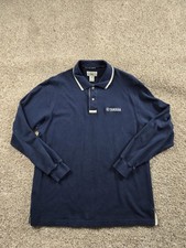 Vintage Yamaha Polo Shirt Large Mens Blue Long Sleeve Cotton Pullover 90s