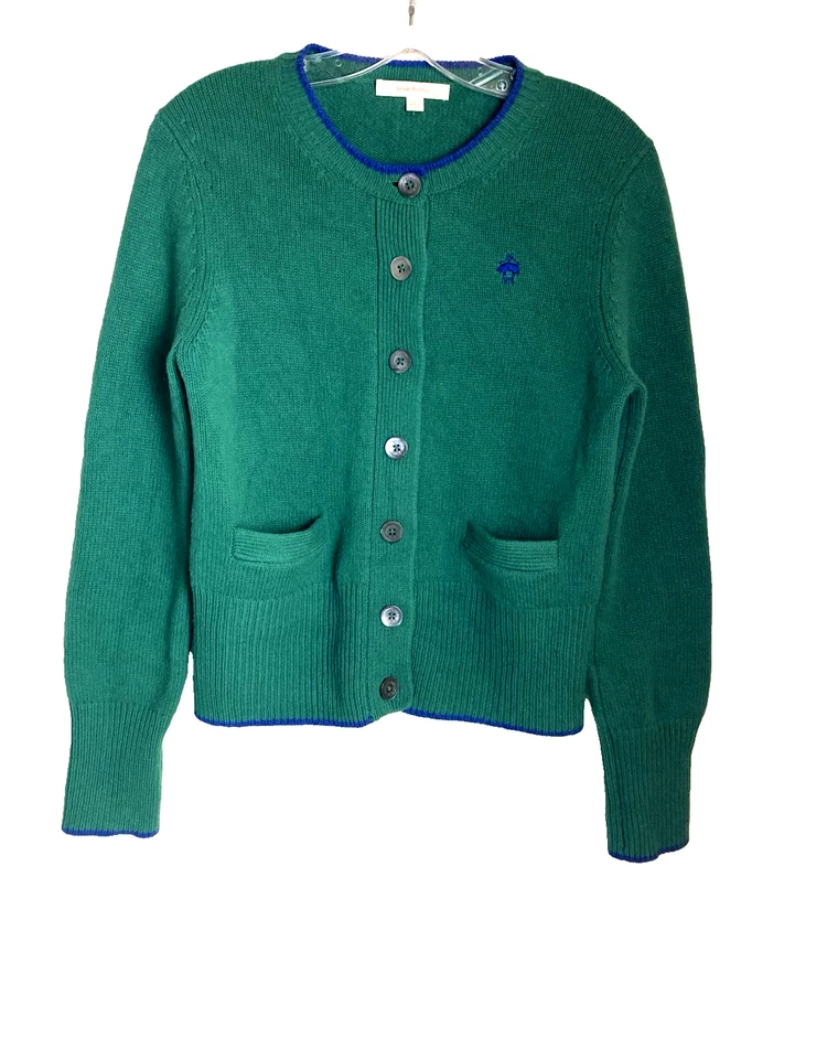 Brooks Brothers Cardigan Sweater 100% Wool Preppy Classic Women Size Large Green - Image 2 of 4