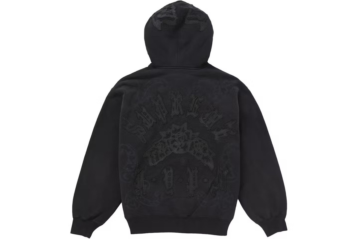 Leather AppliquéZip Up Hooded Sweatshirt Supreme Leather Applique Zip Up Hooded Sweatshirt | eBay