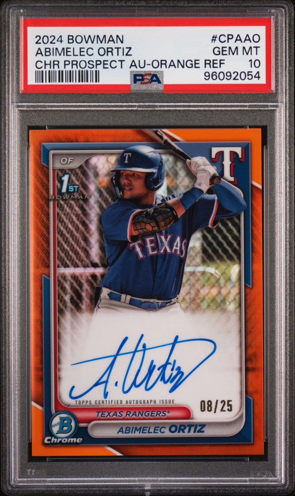 2024 Bowman Chrome Abimelec Ortiz True Orange Auto /25 PSA 10🔥🔥