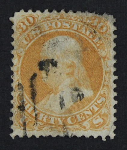 CKStamps: US Stamps Collection Scott#71 30c Franklin Used Thin CV$190