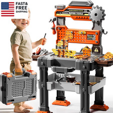 2 in 1 Workbench Tools Toys Set with Sound for Toddlers Aged 3-5, 145 PCS Educat