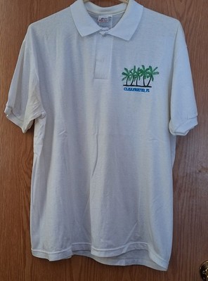 Vintage CLEARWATER, FL LOGO Stedman By HAINES White  Polo Shirt Adult Sz L 42-44