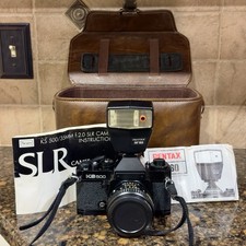 Sears KS 500/35mm f:2.0 SLR Camera Pentax AF 160 Flash w/SLR-1600 Camera Case