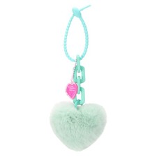 9.1" Heart Plush Keychain, Rabbit Hair Fur Pompom Bag Charm, Light Green