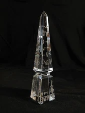 Elegant Handcrafted 3D Crystal Pharoh Obelisk 6 3/4" Tall 1 1/4" Wide