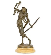 Bronze Skeleton Sculpture Statue Marble BOW Decor Art Gothic Rare Mori Gift