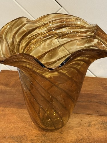 Murano Glassware Vintage Italy Vase Collectible RARE Brown Italian Art Glass - Picture 9 of 12