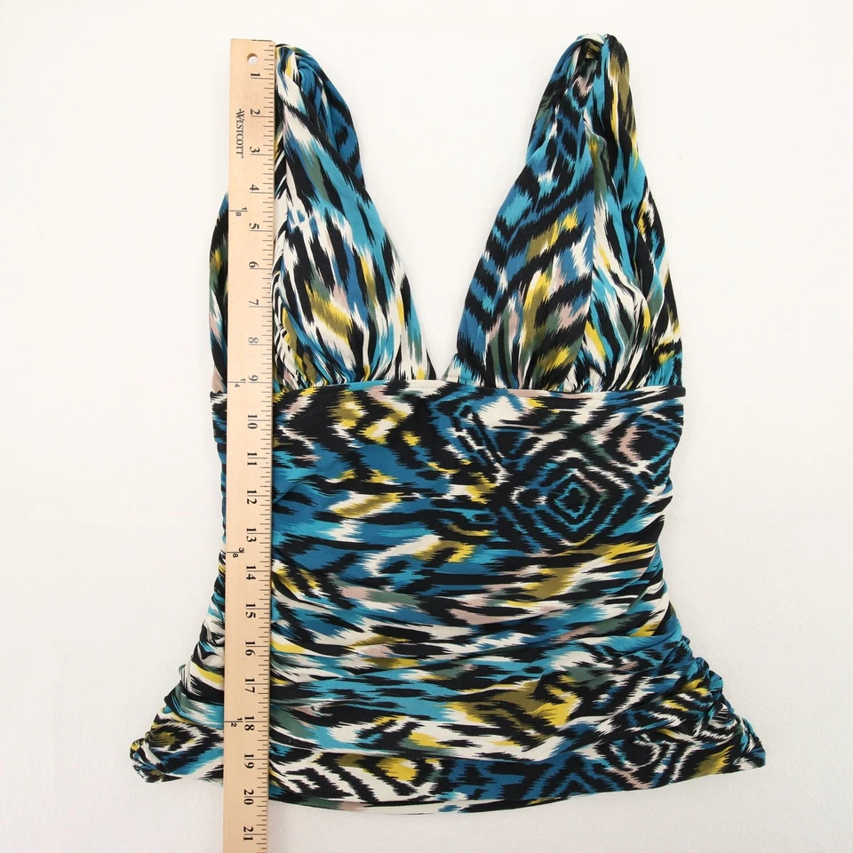 Camiseta Tankini Carmen Marc Valvo Suave Azul Negro Estampado Suave Estimado Talla XS Foto 4 de 4