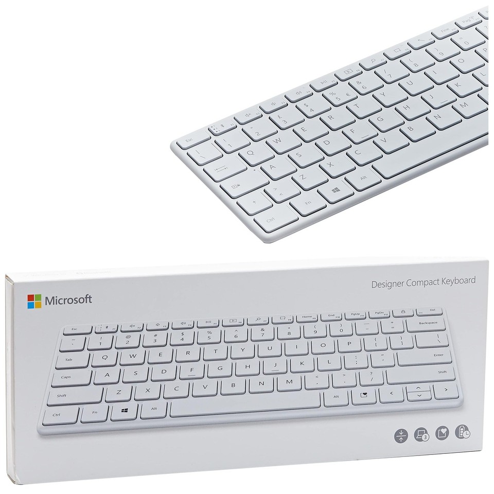 Microsoft Designer Compact Keyboard Ultra-Slim Portable Wireless ...