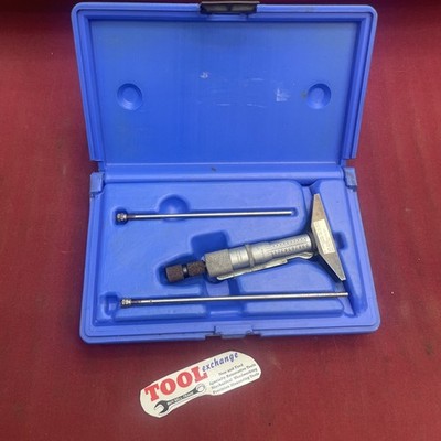 CENTRAL TOOLS 6240   #103 2-1/2'' BASE 0-3'' RANGE DEPTH MICROMETER w/CASE - USED