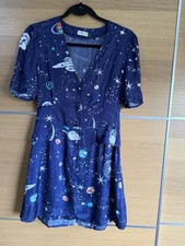 Rixo Size S 8 10 Laura Navy Blue Constellation Star Planet Mini Dress BF6