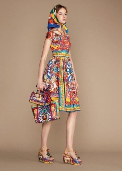 Women Dolce & Gabbana Dress Red Jacquard 32 / XXS