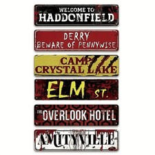 6Pcs/Set Vintage Halloween Horror Movie Metal Tin Signs 4 16in Wall Art Decor