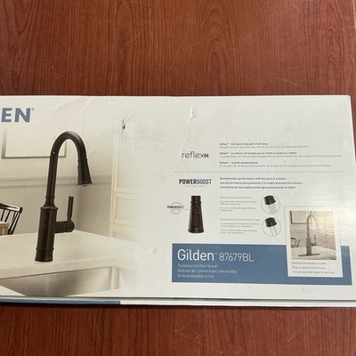 NEW Moen 87679BL Gilden Pulldown Kitchen Faucet Matte Black W/PowerBoost B172