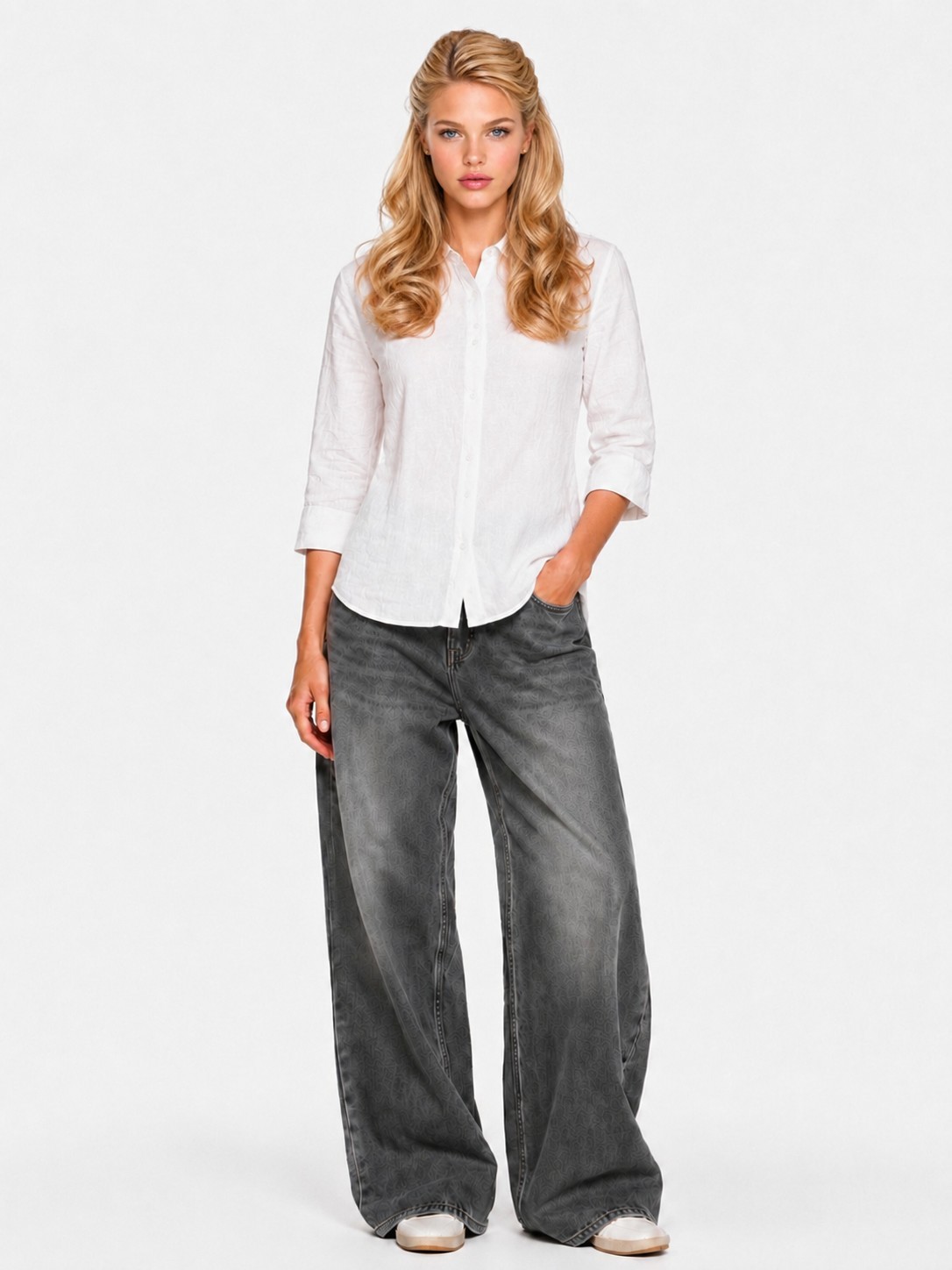 Max&Co by Max Mara Camicia Donna Puro Lino Bianca Manica 3/4 ,M.