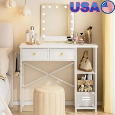 Sturdy Makeup Vanity Desk W/ 2 Drawers & Shelves Organization & Storage New