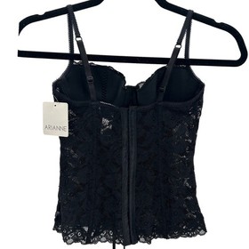 NWT ARIANNE Black Lace Corset Bustier Top Adjustable Straps Lingerie Sz Small