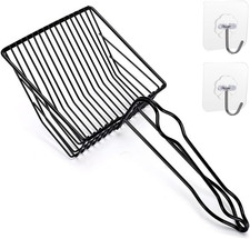 QUALIALL Metal Cat Litter Scoop, Fast Kitty Box Pooper Scooper with Holder, Deep