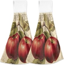 YETTASBIN Apples Hanging Tie Towels Set of 2, Soft 18.2 x 14 Inch,