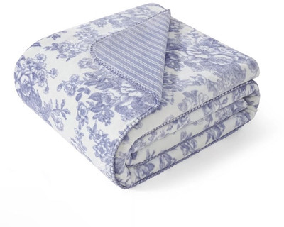 Laura Ashley Purple Floral Toile Plum Reversible Coco Flannel
